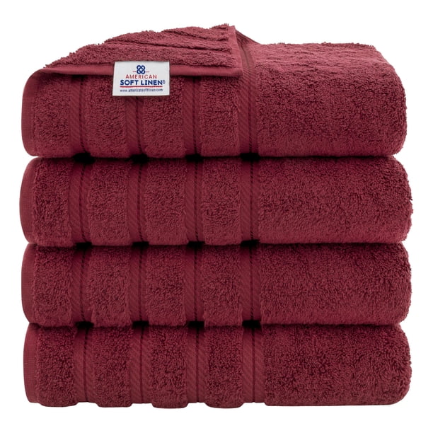 Juego de toallas de baño American Soft Linen Luxury, 4 piezas, 100% algodón