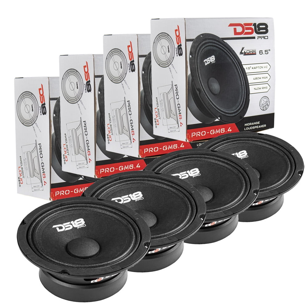 4 Pack DS18 PROGM6.4 6.5" Midrange Speakers 4 Ohm 1920W Max Mid Range
