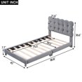 thumbnail image 4 of EUROCO Upholstery Twin Size Platform Bed with Padded Headboard for Kids Teens Adults, Gray, 4 of 12