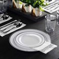 thumbnail image 5 of 350 piece silver dinnerware set ~ 100 silver plastic plates ~ 50 silver plastic silverware ~ 50 silver plastic cups ~ 50 linen like silver paper napkins, 50 guest disposable silver dinnerware set, 5 of 7