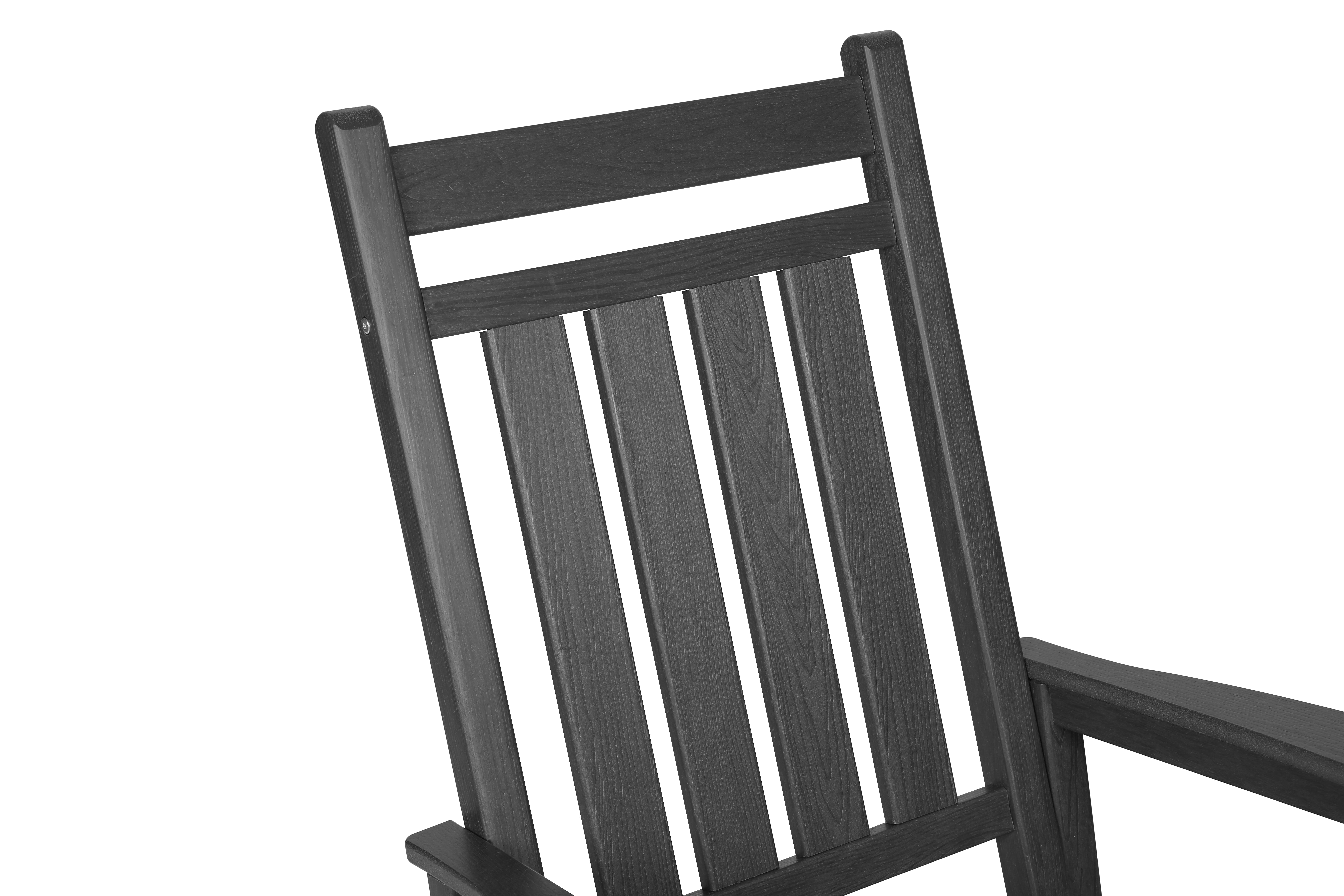 3 Piece Rocking Chair Set, Wood Texture Rocking Furniture with Side Table for Patio Backyard Leisure Area, Grey