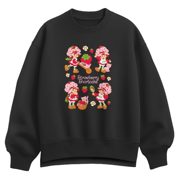 Strawberry Shortcake - Grid - Women's Oversized Fleece Crew Sweatshirt