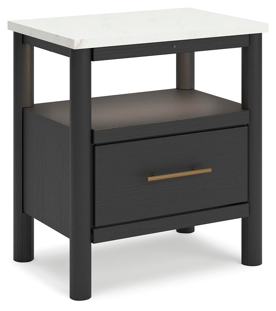 Signature Design by Ashley Cadmori Nightstand with Light and Wireless Charging, Black/White