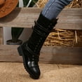 thumbnail image 6 of Suede Knee High Boots with Heel Platform for Women Lace Up Winter Fashion Booties Featuring Soft Cushion Comfortable Mid-Calf Design, 6 of 7