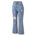 thumbnail image 3 of Aayomet Women Jeans Stretchy Women's Relaxed Fit Straight Leg Jean,Blue S, 3 of 5