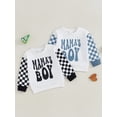 thumbnail image 3 of FOCUSNORM Sweat à Capuche en Coton pour Bébé Garçon Manches Longues Col Rond Imprimé Lettres à Carreaux Vêtements d'Automne, 3 of 9