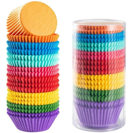 Bright Rainbow Standard Cupcake Liners Solid Colorful Paper Baking Cups 400-Count