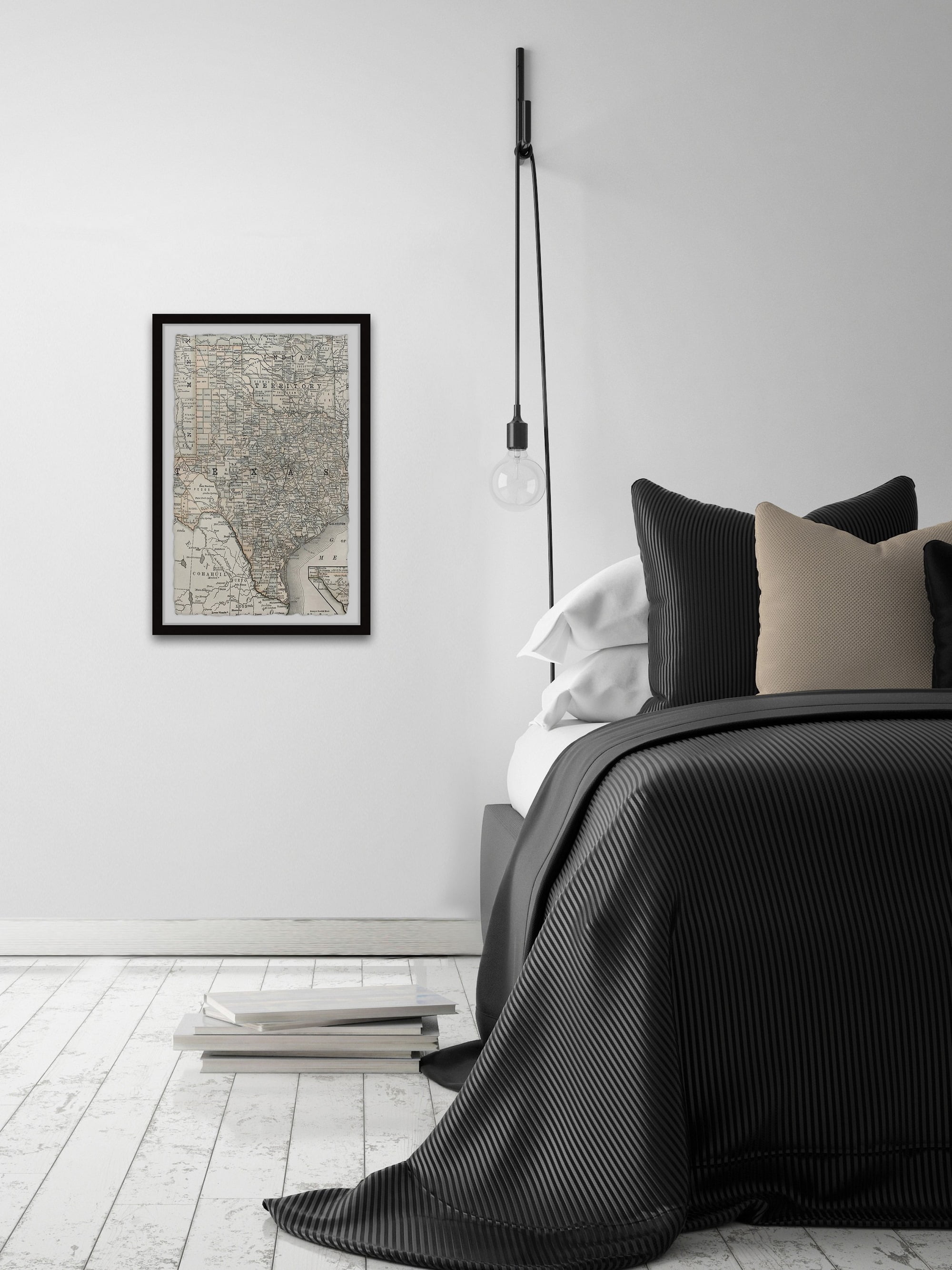 Marmont Hill Map of Texas Framed Wall Art, 30" x 45"