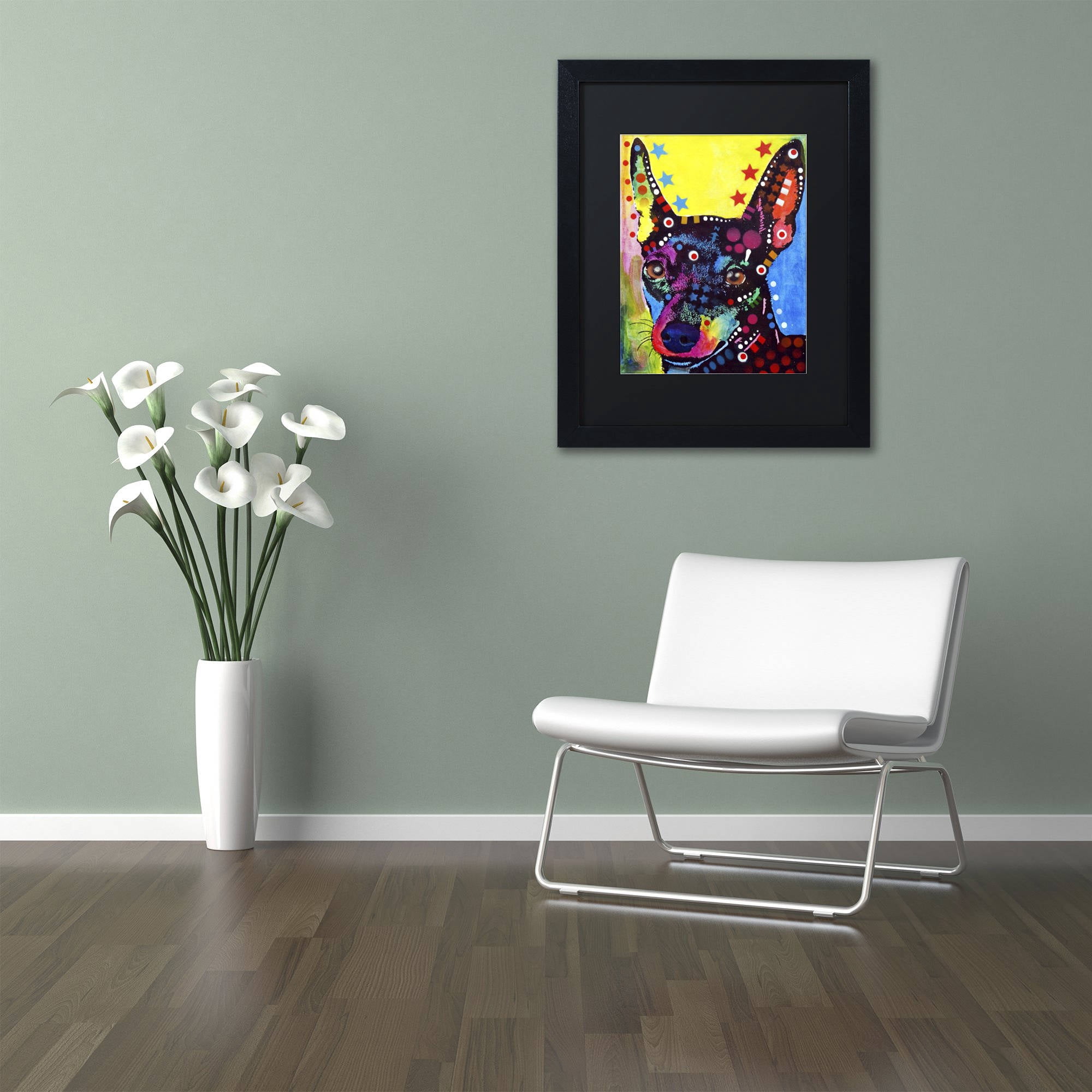 Trademark Fine Art "Miniature Pinscher" Canvas Art by Dean Russo, Black Matte, Black Frame