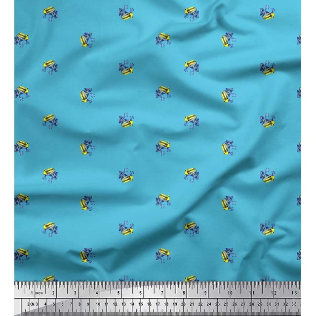 Soimoi Viscose Chiffon Fabric Frog Animal Print Fabric by The Yard 42 Inch Wide