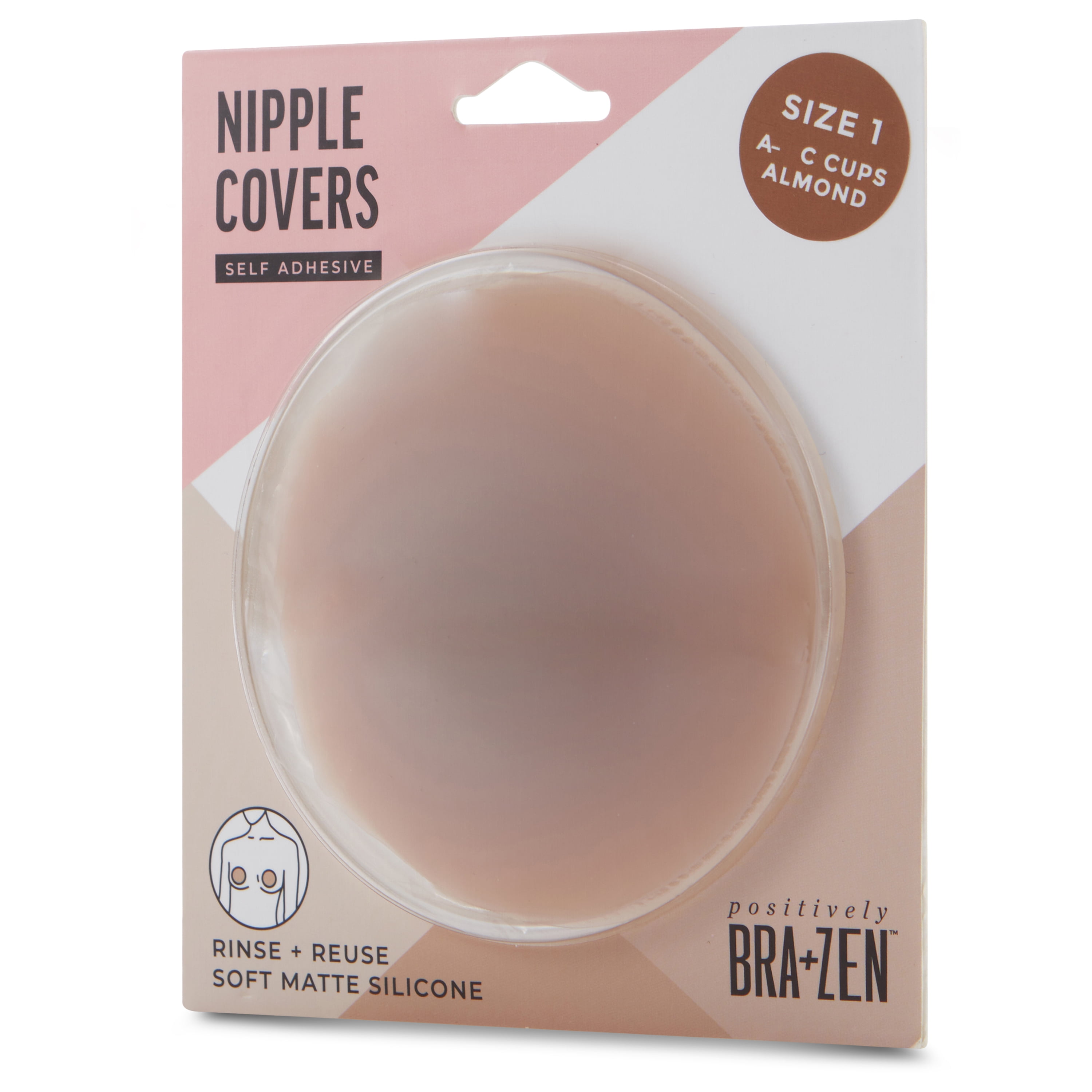 Positively BRA+ZEN Reusable Stick-on Silicone Adhesive Nipple Cover Pasties, Size 1 & 2 Breast Petals