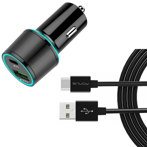 Quick Car Charger for Samsung Galaxy Z Fold 2 - 36W 2-Port USB Cable Type-C PD Power Adapter DC Socket for Galaxy Z Fold 2