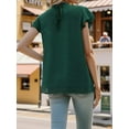 thumbnail image 4 of Weardear Womens Crewneck Tops Lace Crochet Pom Pom Shirt Flowy Short Sleeve Casual Shirts Blouses Tops, 4 of 5