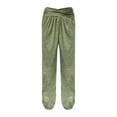 thumbnail image 6 of FAIWAD Womens Casual High Waist Straight Pants Cross Patchwork Soft Nine Points with Pockets (X-Large, Army Green), 6 of 6