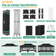thumbnail image 2 of HOTEEL 10x20 Heavy Duty Canopy Tent, Pop up Gazebo with Netting Screened ,Waterproof Ez up Canopy with Sidewalls, Outdoor Instant Party Tent for Backyard,Black, 2 of 7