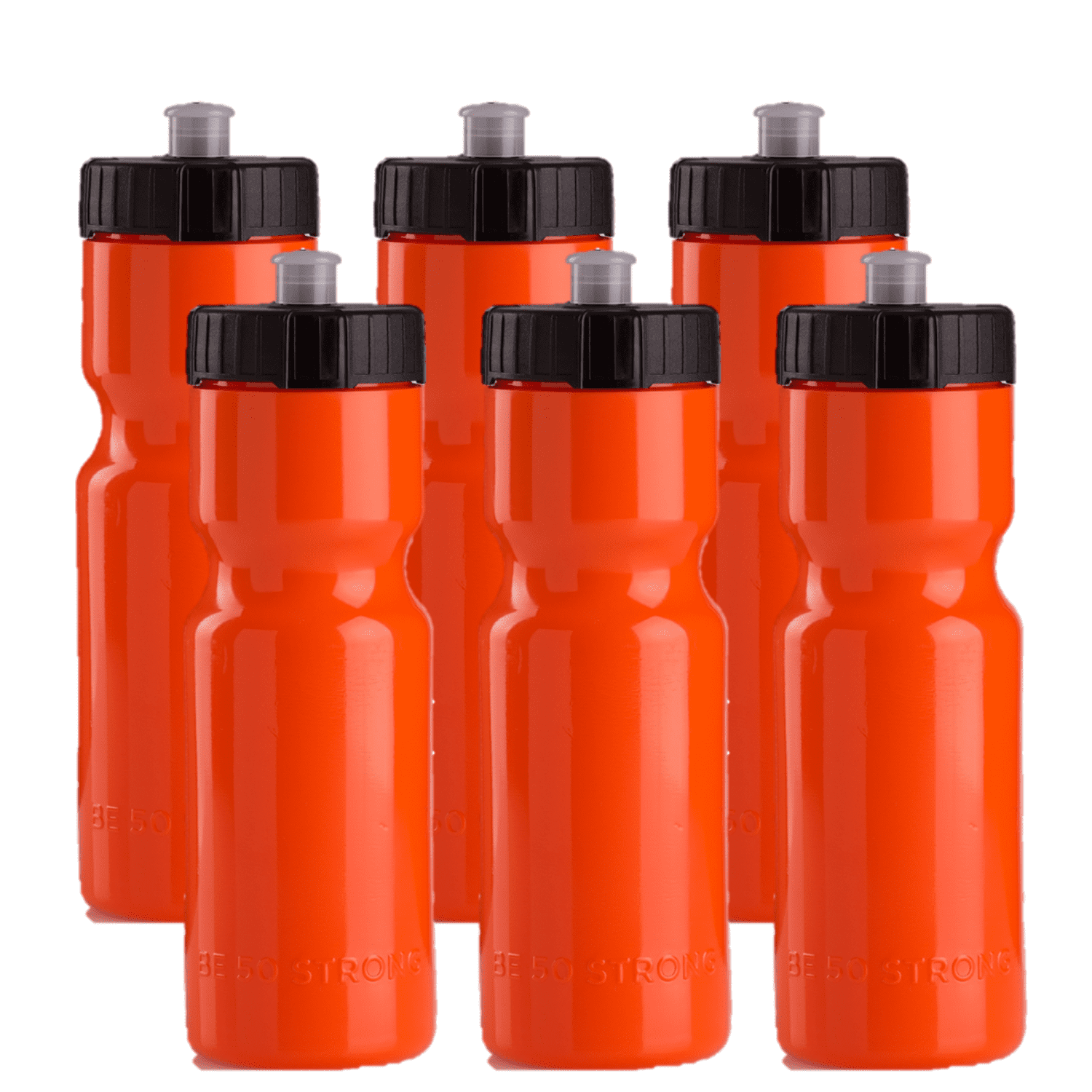 50 Strong Brand Sports Squeeze Water Bottles - Set of 6 - Team 