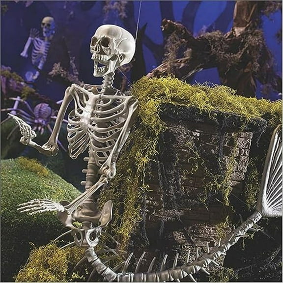 Quaqdae Cemetery Halloween Decorations Mermaid Skeleton Halloween Outdoor Decorations Scary Halloween Skeleton Life Size For Graveyard Haunted House