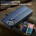 thumbnail image 7 of for iPhone 16 Plus Wallet Case, Classic Design Premium Leather Wallet Magnetic Closure Flip Case Kickstand Card Holder Slot Shockproof Protective Cover For iPhone 16 Plus,Blue, 7 of 7