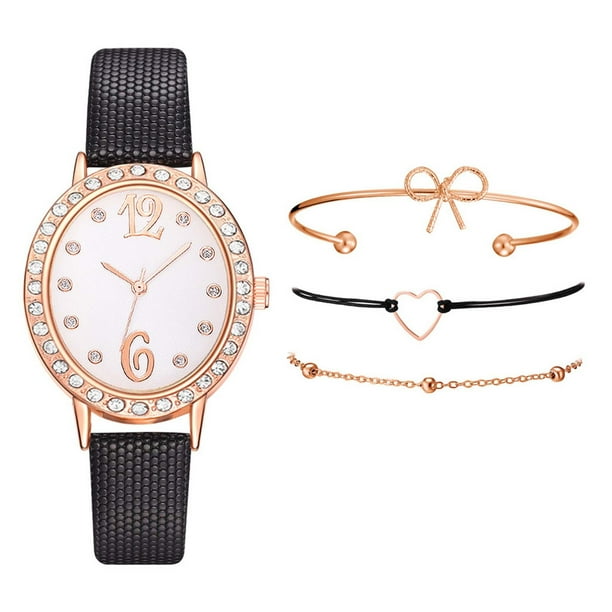 Reloj de pulsera para mujer de cuero con esfera verde cuadrada a la moda para mujer, conjunto de pulsera de cuarzo Wmkox8yii gfajkfgbkjabf2028
