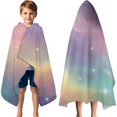 thumbnail image 3 of Colorful Tie Dye Nebula Pattern Hooded Bath Towel，60"x35" for Ages 3 To 12 Kids, Quick Dry Lightweight Soft Microfiber Hood Beach Towel Cover Up for Kids, 3 of 7