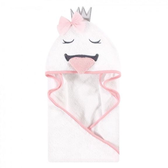 Hudson Baby Infant Girl Cotton Animal Hooded Towel, Swan, One Size