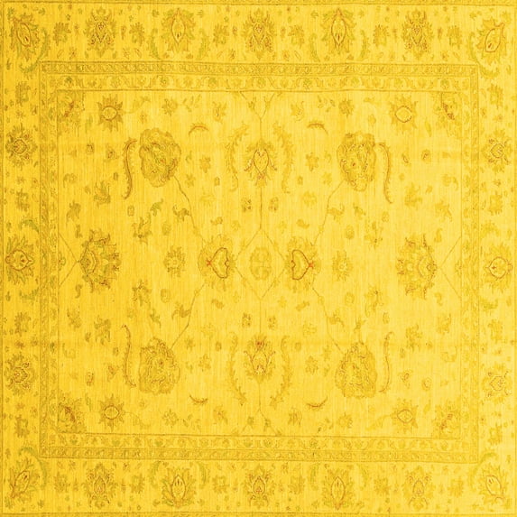 Ahgly Company Indoor Square Oriental Yellow Traditional Area Rugs, 3' Square