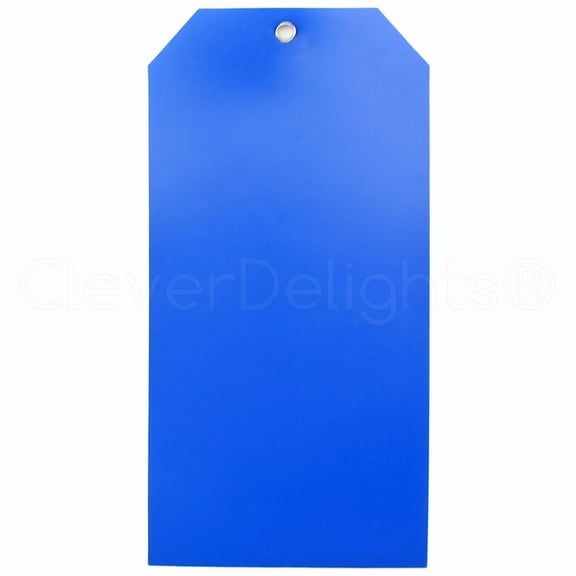 100 Pack - CleverDelights Large Blue Plastic Tags - 6.25" x 3.125" - Tear-Proof and Waterproof