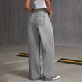 thumbnail image 3 of TOWED22 Girls Baggy Straight Leg Denim Pants with Pockets High Waisted Comfort Jeans Grey,9-10 Y, 3 of 5