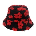thumbnail image 1 of Bucket Hat Small Flower Print Plush Unisex Lightweight Warm All Match Cap for Outdoor, 1 of 10