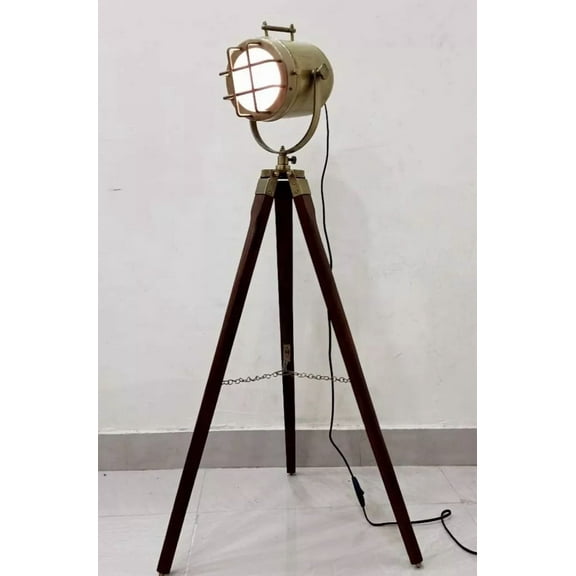 Nautical Modern Floor Lamp Spotlight Wooden Tripod lamp Vintage Living room Bedroom lamp Home Decor