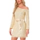thumbnail image 4 of VESTIDO DE LENTEJUELAS LARGO DE MANGA LARGA PARA MUJER INSPIRE CHIC, VESTIDO DE FIESTA BRILLANTE CON CINTURÓN, 4 of 6