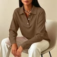 thumbnail image 6 of Golf Polo Shirts for Women Long Sleeve Button Placket Lapel Collar Vintage Casual Dressy Work Blouses, 6 of 7