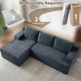 thumbnail image 6 of 96" Boneless Cloud Couch with Chaise, Modular Sectional Sofa for Living Room, No Assembly Required, Deep Seat Corduroy Couch, Dray Gray, 6 of 8