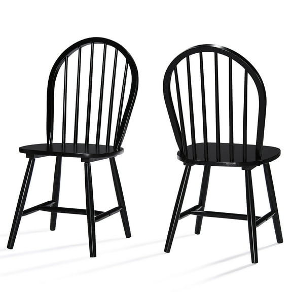 GDF Studio Crosby Traditional Indoor Rubberwood Dining Chairs, Set of 2, Black