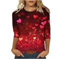 thumbnail image 2 of Jsaierl Valentine Shirts for Women Plus Size Cute Love Heart Print Tops 3/4 Sleeve Dressy Casual Blouse Crewneck Tshirts Romantic Gifts for Her, 2 of 5