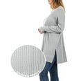 thumbnail image 4 of J. METHOD Women’s Knit Sweater Long Sleeve Round Neck Thermal Waffle Warm Casual Tunic Pullover Side Slit Knitted Top NEWT392 Light Grey L, 4 of 5