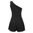 thumbnail image 6 of Womens Summer Sleeveless One Shoulder Rompers Solid Belted Pleated Flowy Shorts Rompers Casual Trendy Jumpsuist, 6 of 7