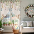 thumbnail image 3 of Easter Rabbits Swag Valance Curtains Vintage Falling Eggs Spring Colorful Floral Leaf Linen Texture Rod Pocket Swag Curtains Small Window Treatments for Kitchen Bedroom 28" W x 36" L, 2 Panels, 3 of 9