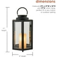 thumbnail image 3 of Alpine Corporation IVY104HH-S Alpine 14" Tall Hexagonal Solar Powered Metal Lantern with LED Lights, Black Outdoor Dcor, 3 of 10