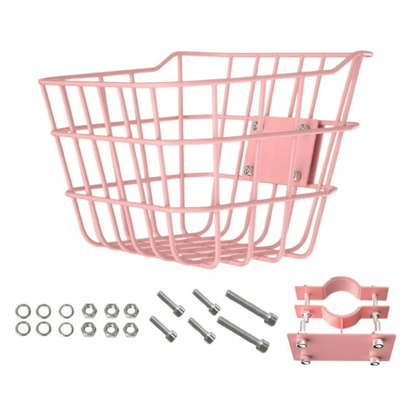 Vsenkes Kids Bike Basket Front Handlebar Hamper Decor Holder Storage Container Wire Basket for Boys Outdoor Activities Riding Cycling