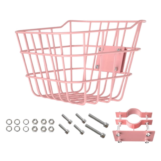 Canasta para bicicletas para niños, cesta de alambre, cesta de manillar delantero práctico para bicicletas, contenedor de almacenamiento para deportes