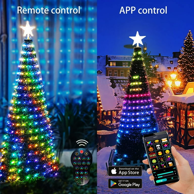 ONLY LIGHT,DIY Smart Christmas Lights with Bluetooth APP & Remote  Control,106FT 400 RGB LED Light, Suitable for 5.9Ft High Christmas Tree  (ONLY Light