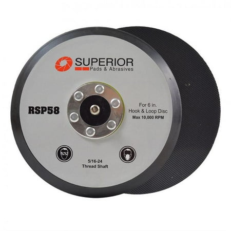 

Superior Pads and Abrasives RSP58 6 Inch No Hole Hook & Loop Sanding Pad 5/16-Inch-24 Threaded Shaft
