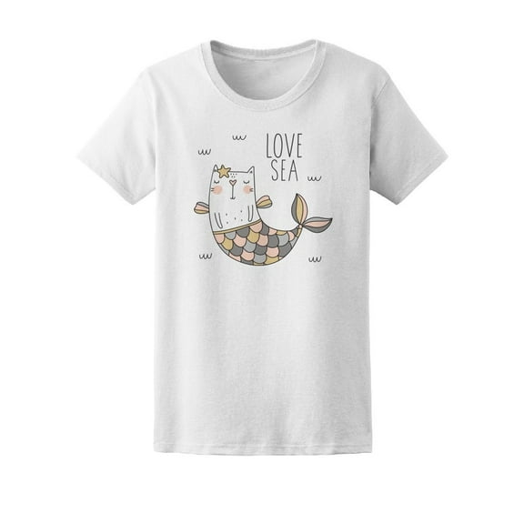 Cat Mermaid Loves The Sea T-Shirt Women -Image by Shutterstock, Female XX-Large