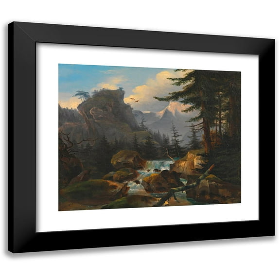 Adalbert Stifter 14x12 Black Modern Framed Museum Art Print Titled - Waterfall in the High Mountains (1833)