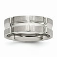 thumbnail image 1 of Solid Stainless Steel Matte Brushed Finish and Grooved Wedding Band Ring Size 11, 1 of 7