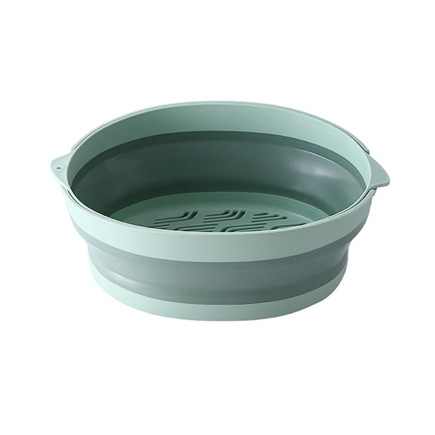 Escurridor De Alimentos Plegable Cesta De Colador De Cocina Plegable De Doble Capa Contenedor De Lavado De Vegetales Cesta De Almacenamiento Tazón Para Servir Con Huecos Y Tazón De Agua Para Picnic Scienceny HA027995-03