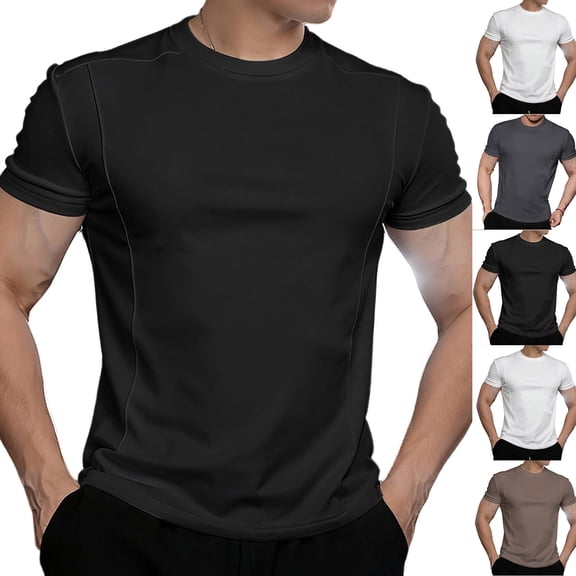 Men's Soft thermal Short Sleeve Crewneck T-Shirt 4-Way Stretch Slim Fit Wrinkle Free Breathable with Stitch Gym Workout Top Size 3XL White