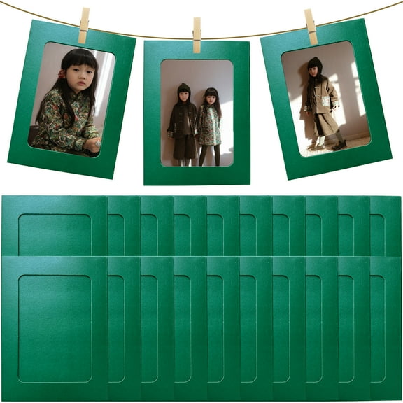 Kraft Picture Frame 4 x 6 Shimmer Paper Photo Frame 20 PCS Picture Display Frames with Wood Clips and Jute Rope for Party Scrapbooking