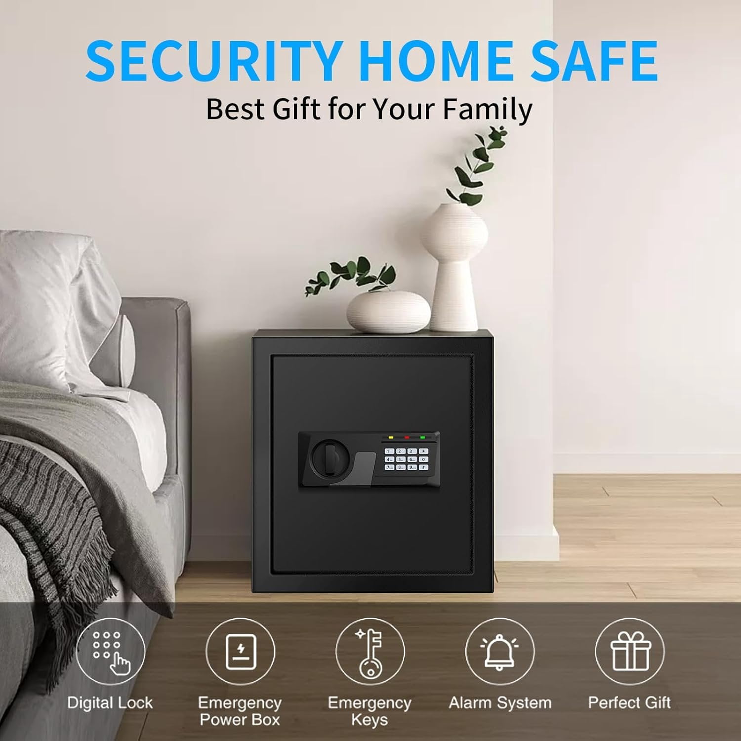 2.3 Cuft Fire proof Safes for  USE, Digital  Safe Box with Programmable Keypad and Spare , Safety Box for  Office Business, Document Safe for   Valuables